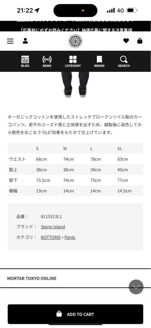 stone  ナイロンパンツ　数回着用