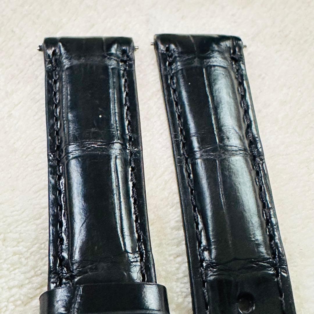 1002#18mm-16mmブラック★ スイス製★本物クロコダイルレザーベルト