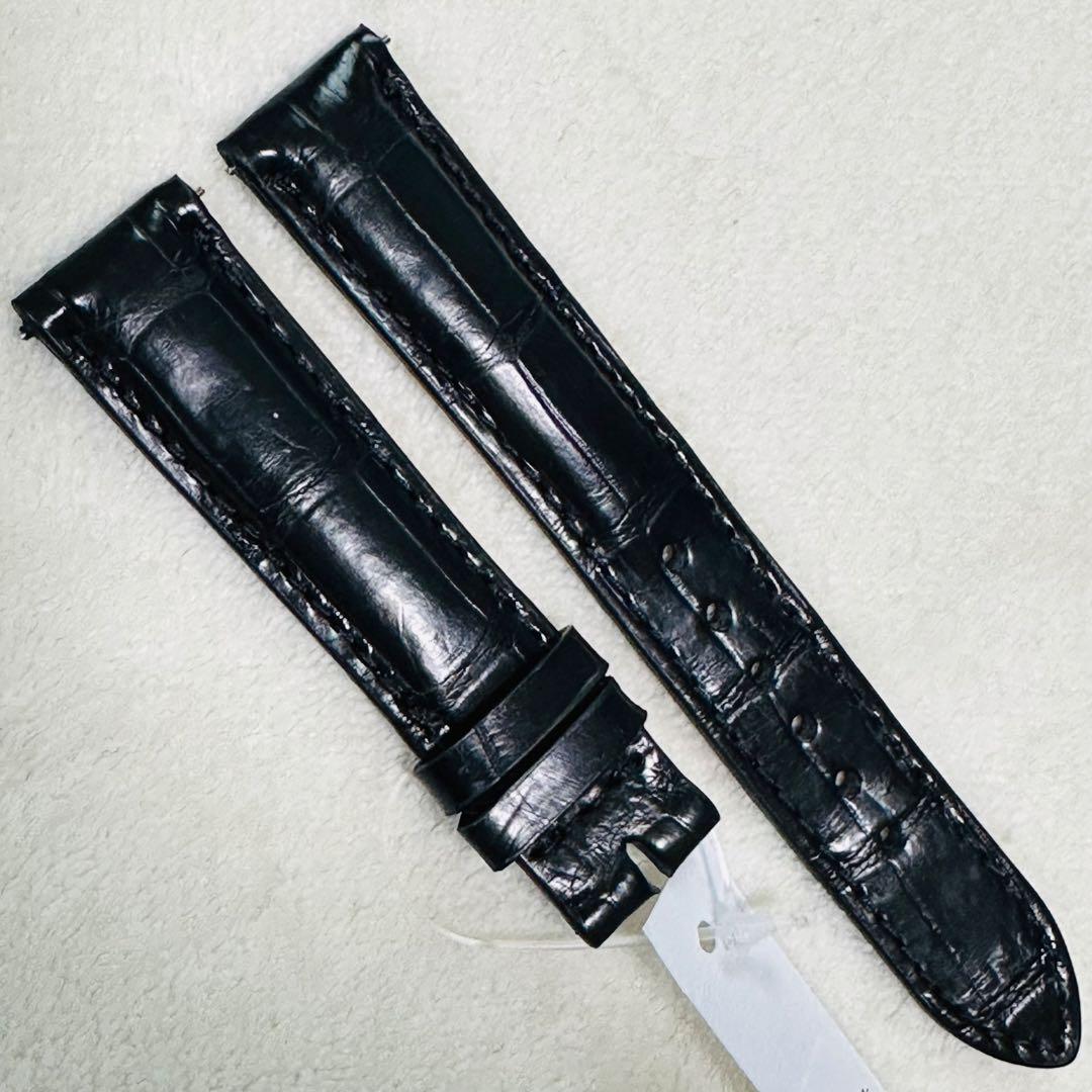 1002#18mm-16mmブラック★ スイス製★本物クロコダイルレザーベルト