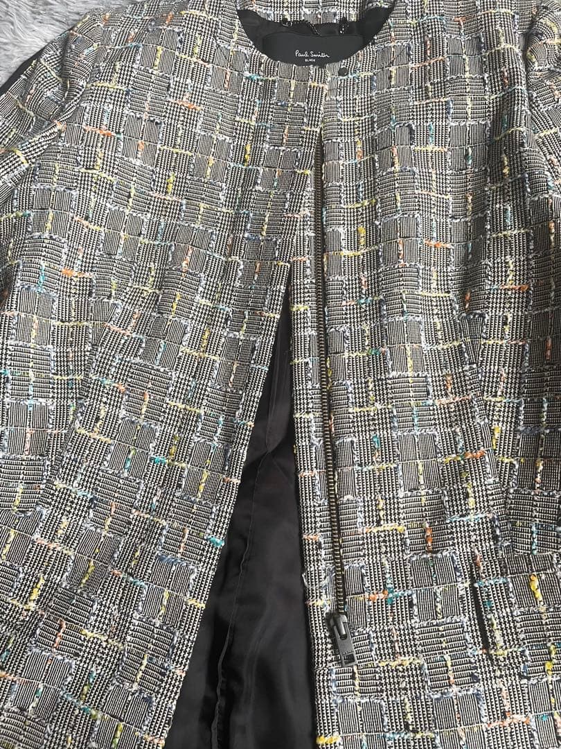 【新品級】Paul Smith BLACKツイードノーカラーコート M