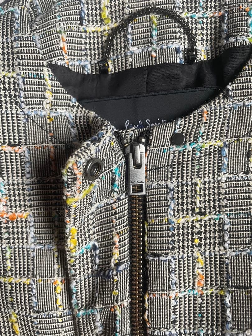 【新品級】Paul Smith BLACKツイードノーカラーコート M