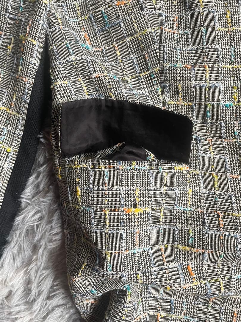 【新品級】Paul Smith BLACKツイードノーカラーコート M