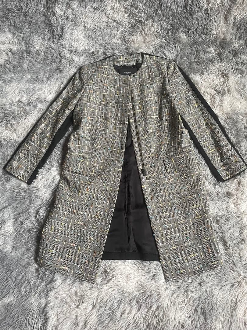 【新品級】Paul Smith BLACKツイードノーカラーコート M