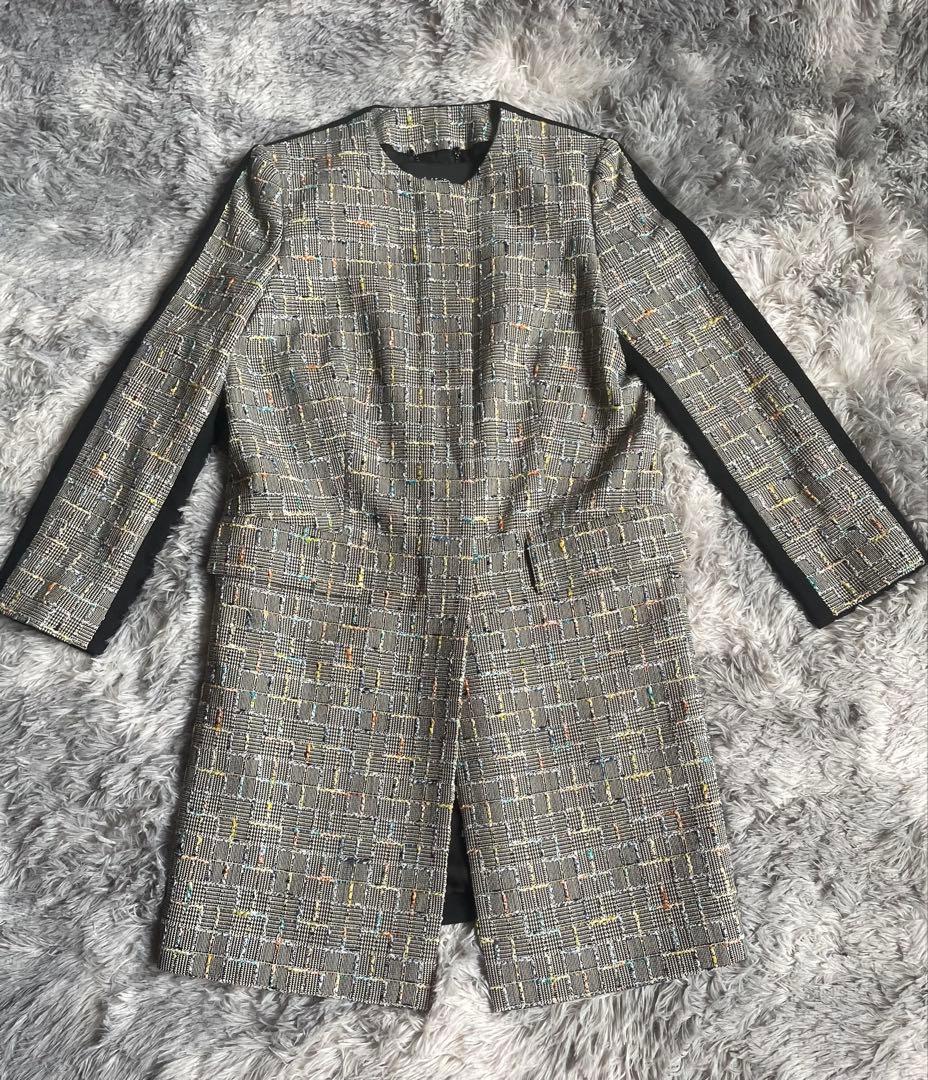 【新品級】Paul Smith BLACKツイードノーカラーコート M