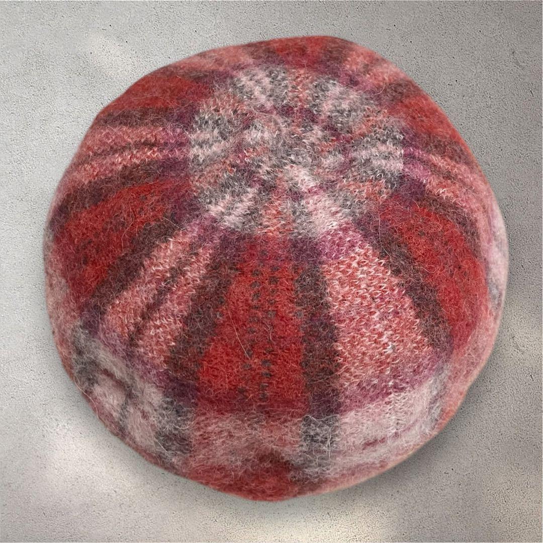 タグ付き✨ヴィヴィアンウエストウッド　アルパカ　毛　ベレー帽　チェック　オーブ