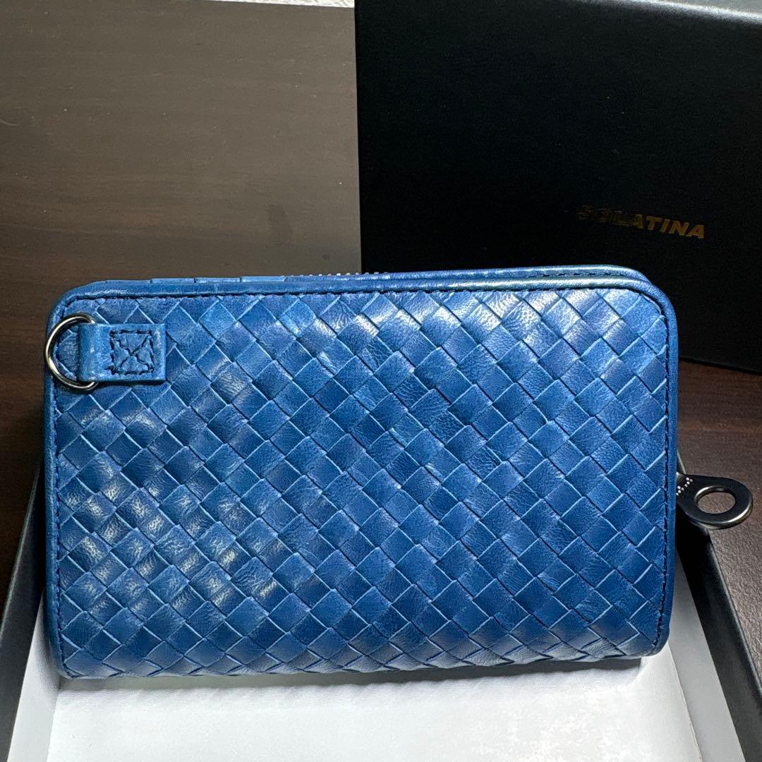 SOLATINA 革財布 箱付き 未使用 二つ折り財布 ブルー ソラチナ