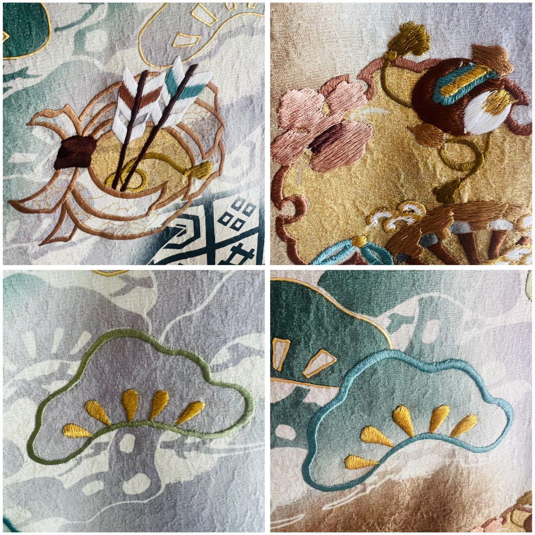 ★豪華刺繍兜 【日本製】お宮参り着物 男の子用 赤ちゃんの初着のお祝い 肌着付き