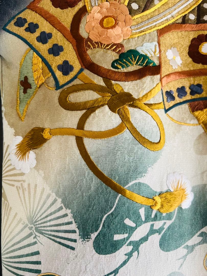 ★豪華刺繍兜 【日本製】お宮参り着物 男の子用 赤ちゃんの初着のお祝い 肌着付き