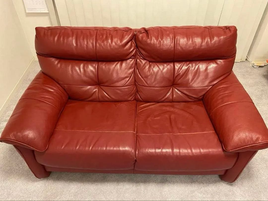 【定価約20万、本革2.5人掛ソファ】IDC大塚家具レザーワールド