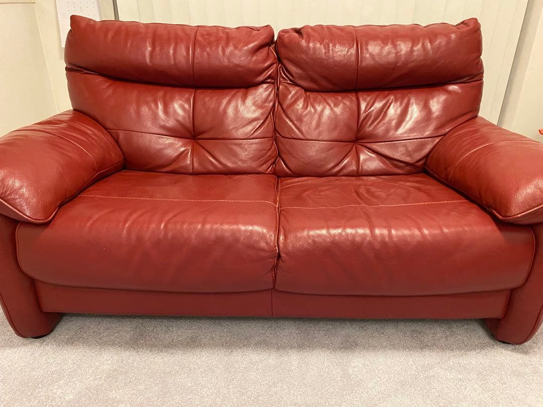 【定価約20万、本革2.5人掛ソファ】IDC大塚家具レザーワールド
