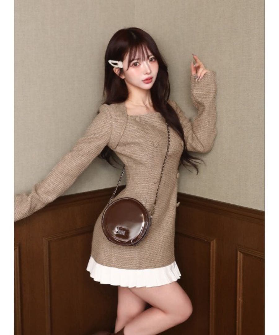 Darich プリーツドッキングツイードミニワンピース Fサイズ