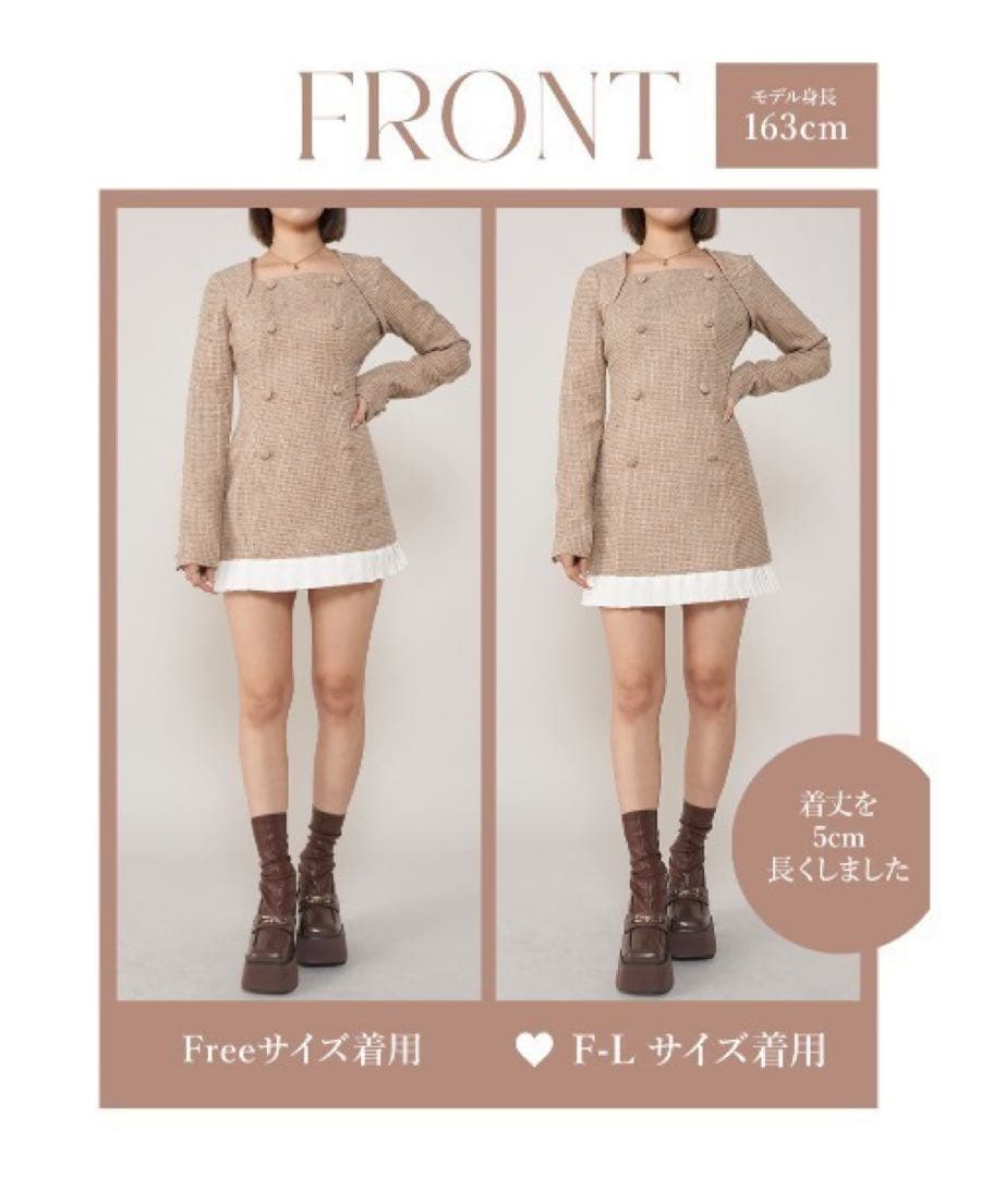 Darich プリーツドッキングツイードミニワンピース Fサイズ