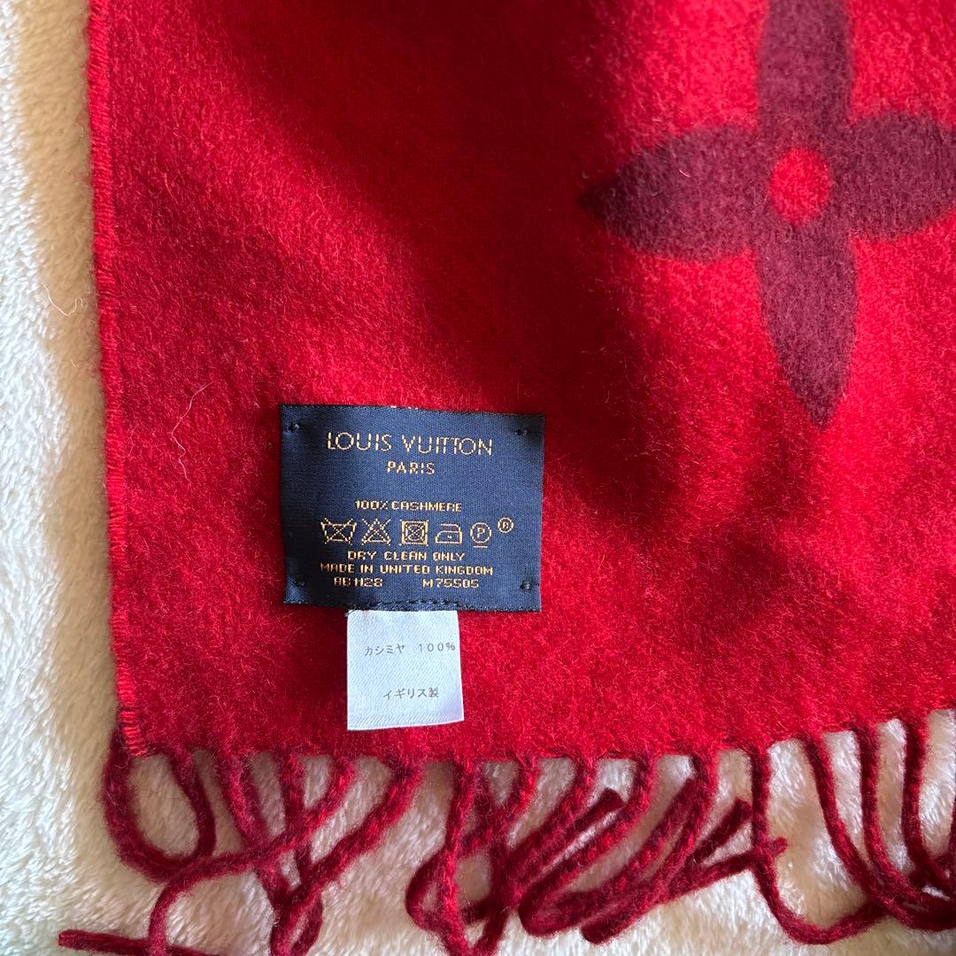 LOUIS VUITTON 赤 マフラー カシミヤ