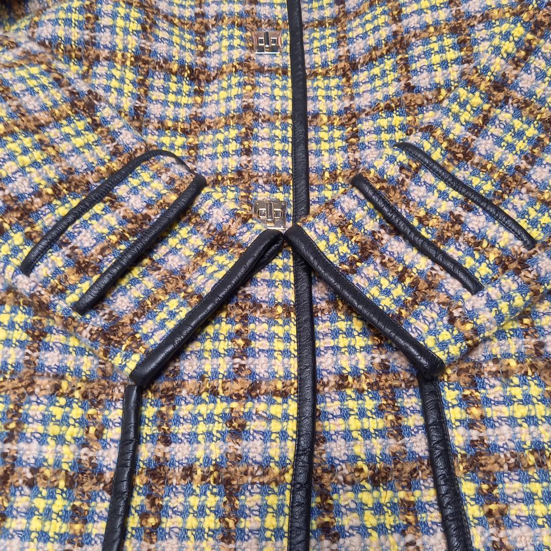 美品✨大きいサイズ MaxMara サイズ44 ノーカラーツイードコート