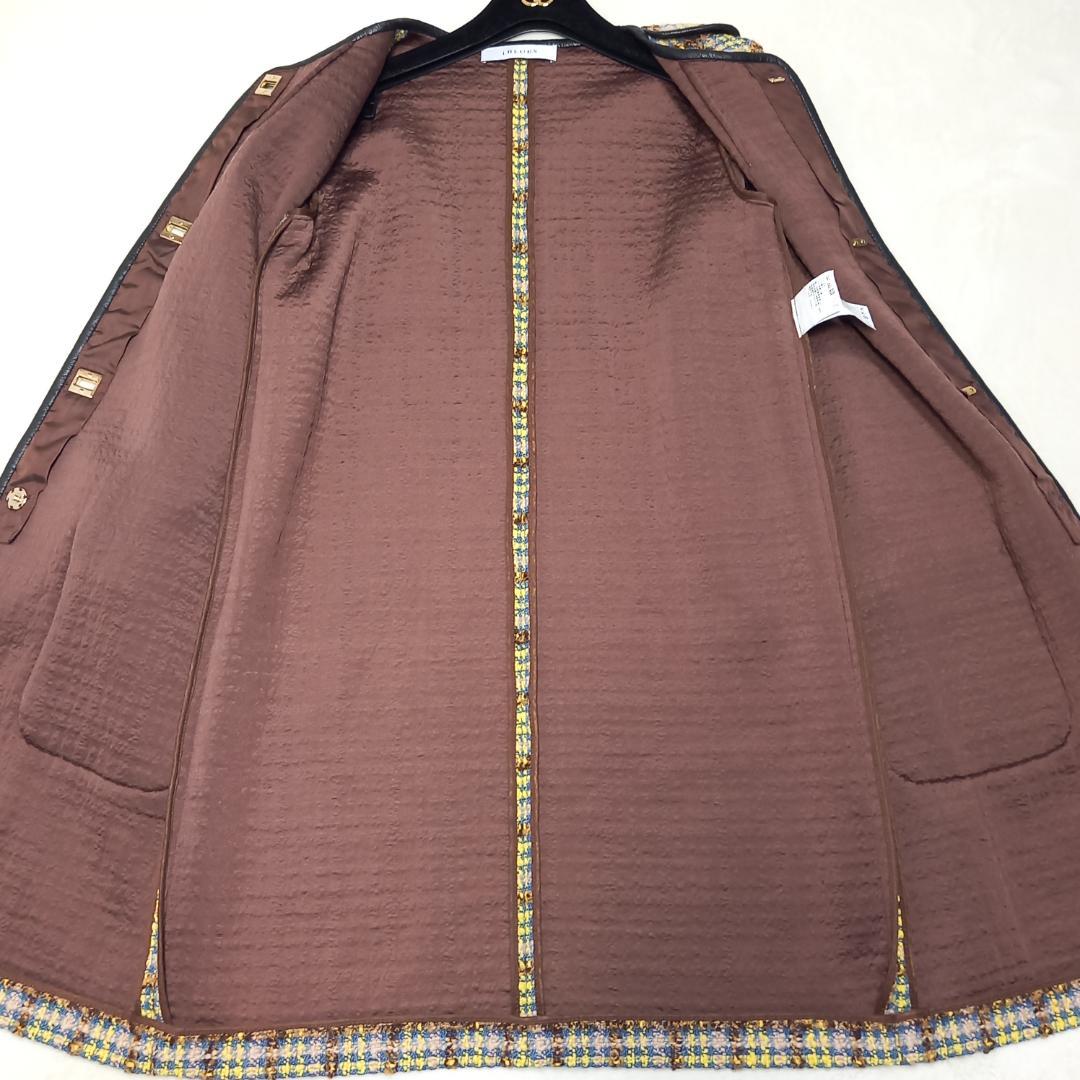 美品✨大きいサイズ MaxMara サイズ44 ノーカラーツイードコート