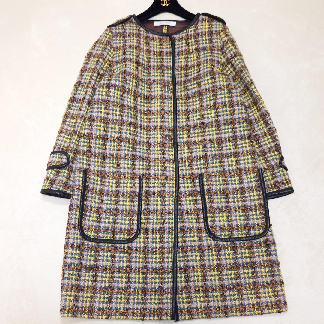 美品✨大きいサイズ MaxMara サイズ44 ノーカラーツイードコート