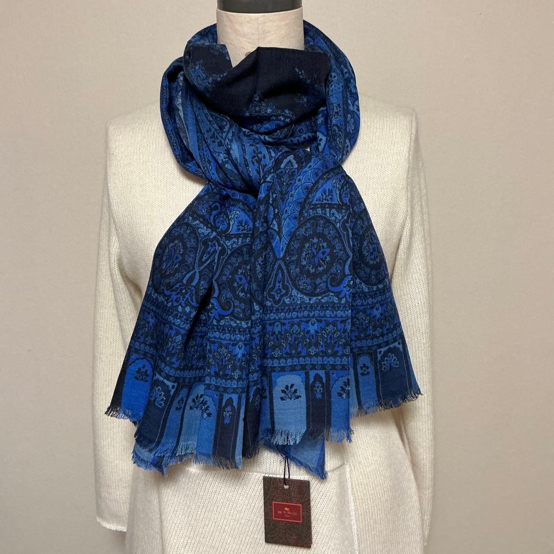 洗練されたデザイン　ETRO 正規品　大判ショール　 カシミヤ シルク　8