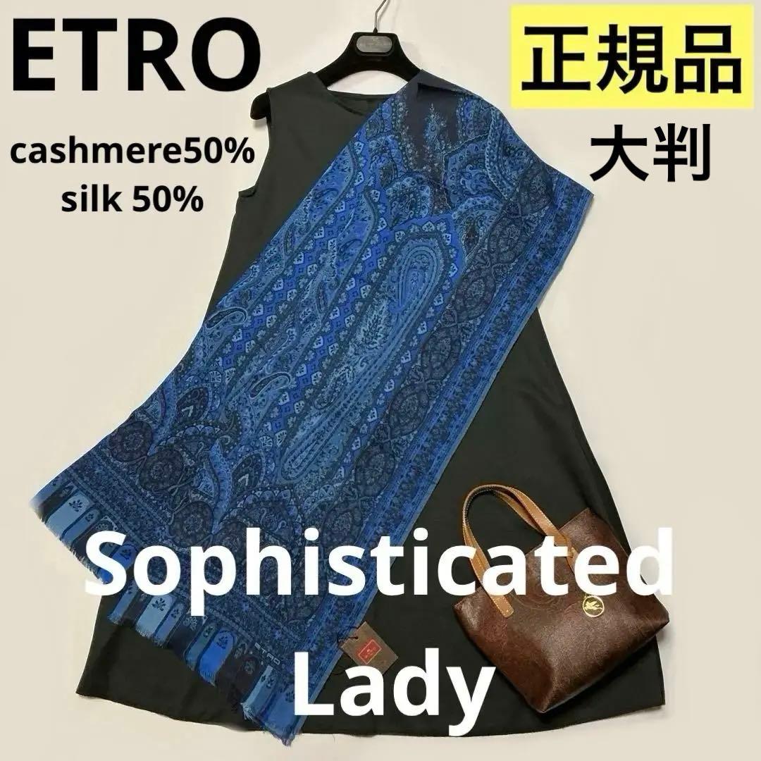 洗練されたデザイン　ETRO 正規品　大判ショール　 カシミヤ シルク　8