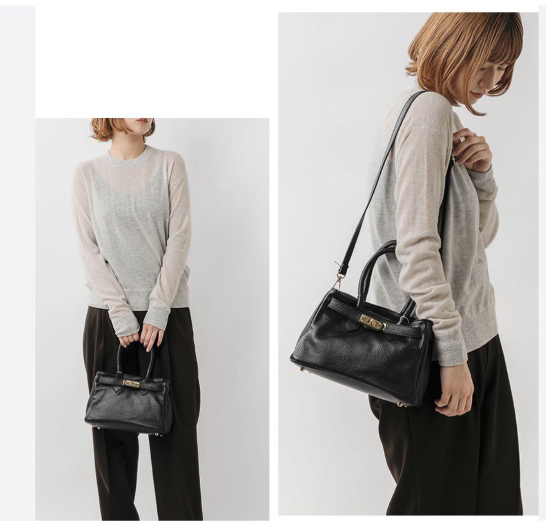 【美品】オウレンティ　レザー ブラック ハンドバッグ