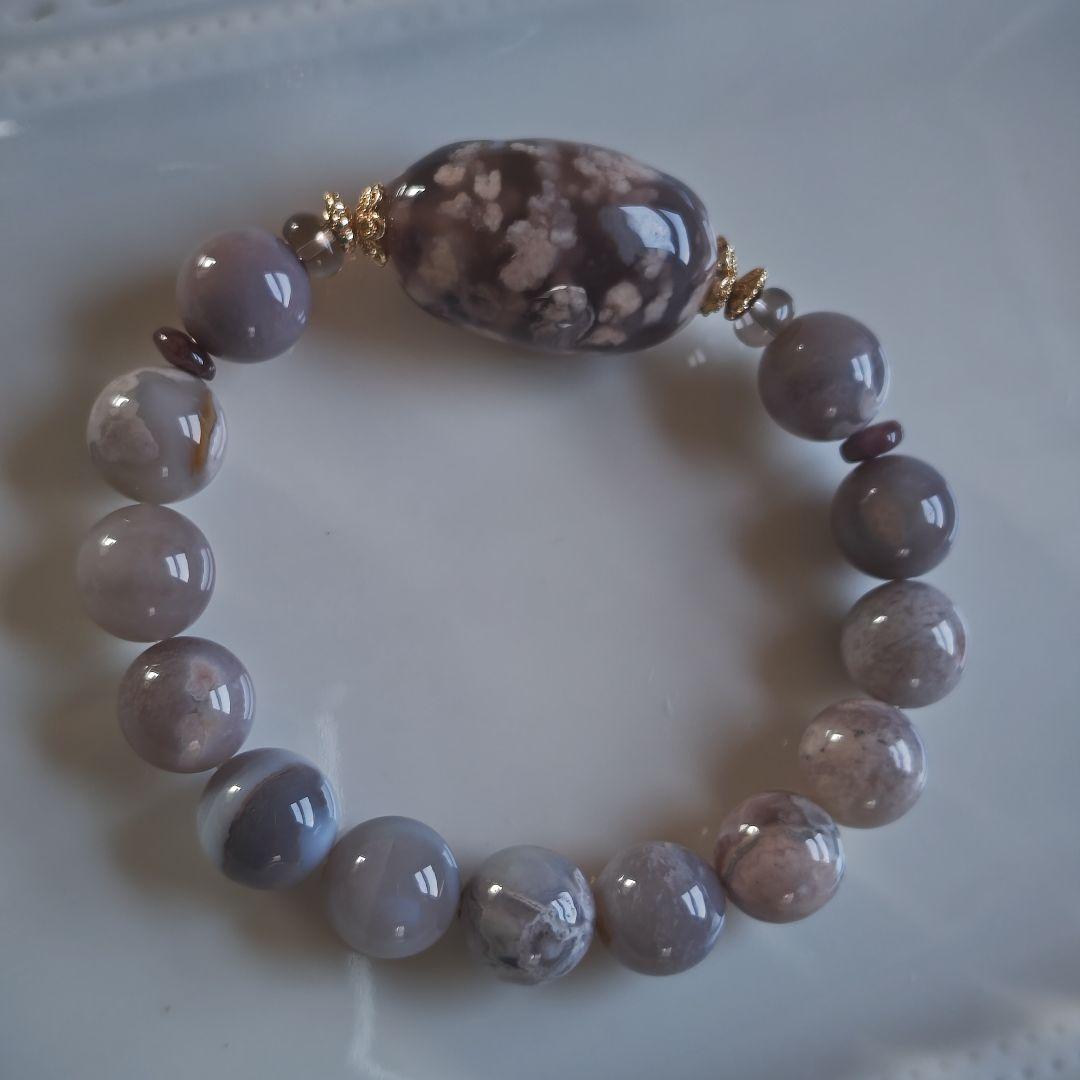 専用です♡新作♡黒桜瑪瑙どんころ＆グレー桜瑪瑙ブレス