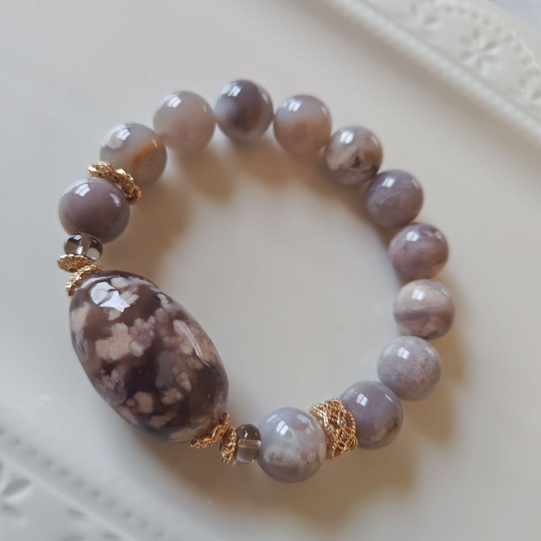 専用です♡新作♡黒桜瑪瑙どんころ＆グレー桜瑪瑙ブレス