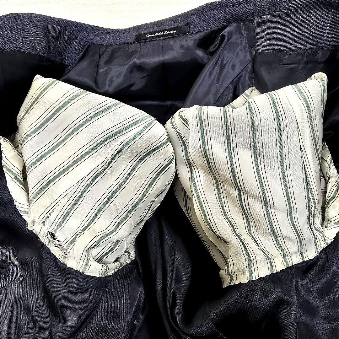 グリーンレーベルリラクシング シルク セットアップスーツ ペンチェック 48