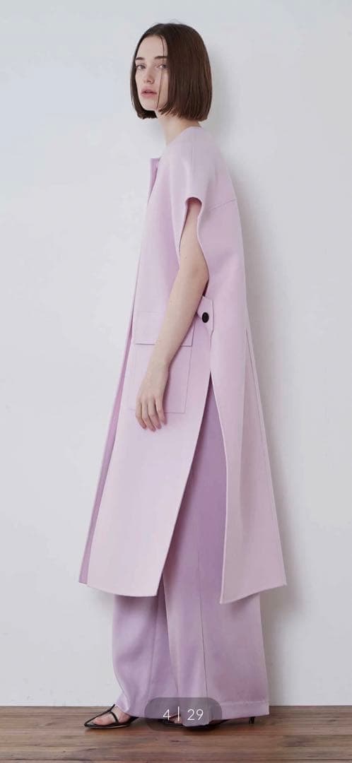 【LE Phile ルフィル】ウールリバージレ ピンク ベスト コート