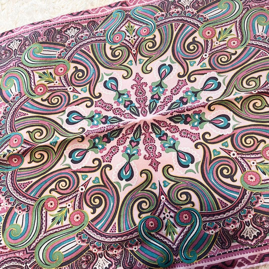 エトロ　シルク　ウール　 ストール　ペイズリー　くすみピンク