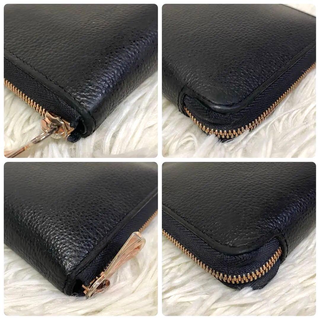 【美品✨】ITTI レザー 二つ折り財布 ラウンドファスナー 大容量 黒