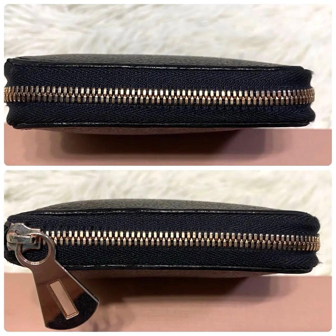 【美品✨】ITTI レザー 二つ折り財布 ラウンドファスナー 大容量 黒