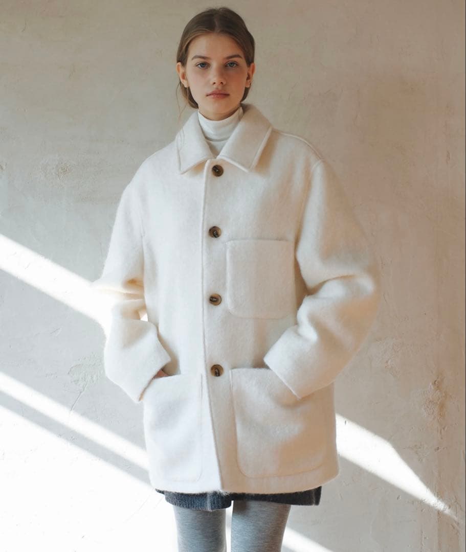 【新品】MUSINSA LAMINEZ ムシンサ ヘアリーハーフコート 白