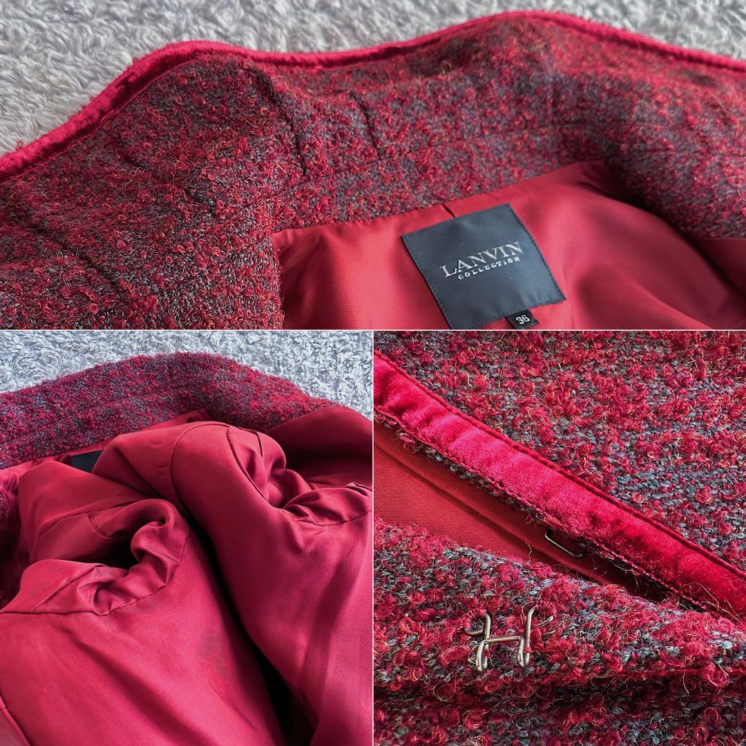 希少•美品【ファンシー•ツイード×ベルベット】ランバン／シャツカラー•ジャケット
