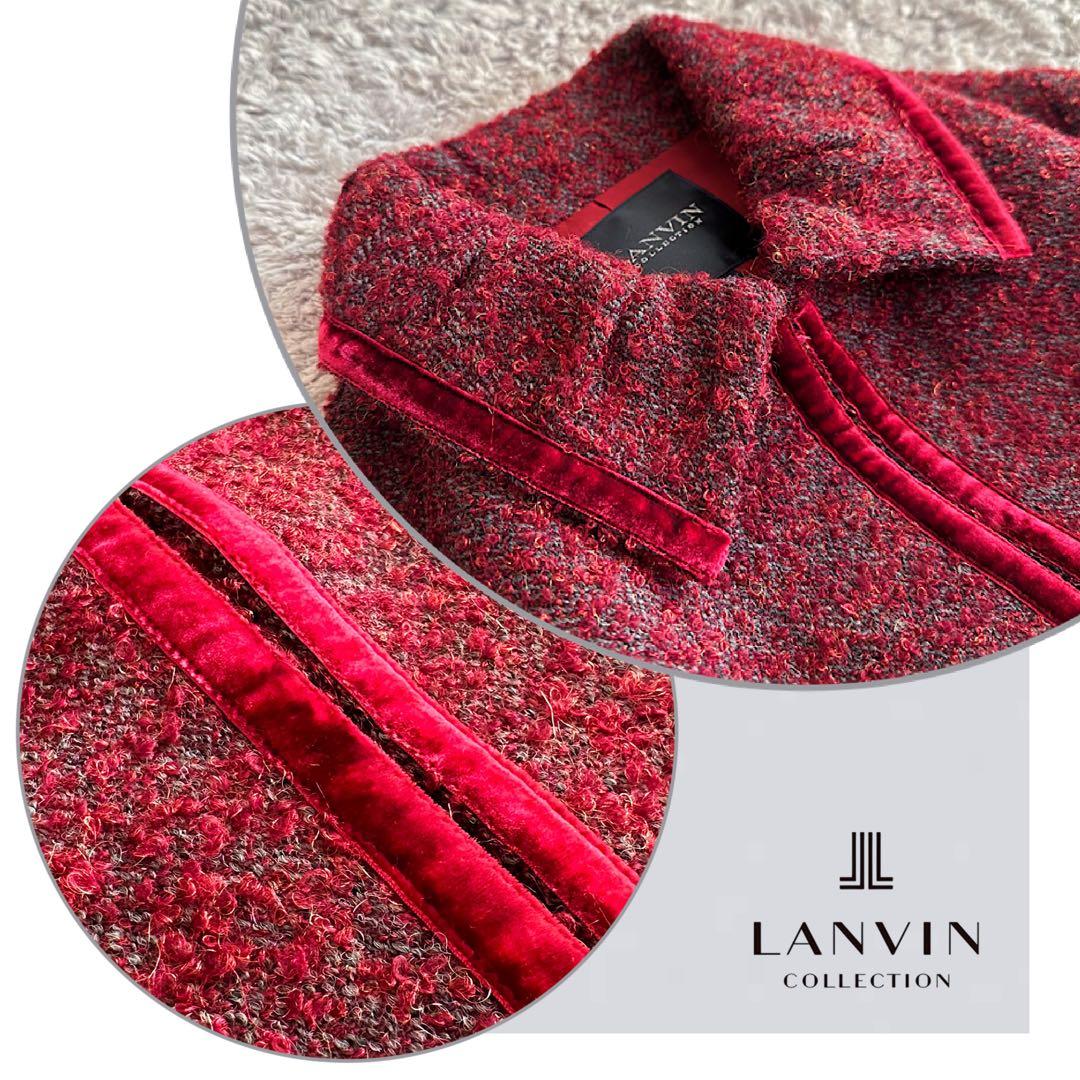 希少•美品【ファンシー•ツイード×ベルベット】ランバン／シャツカラー•ジャケット