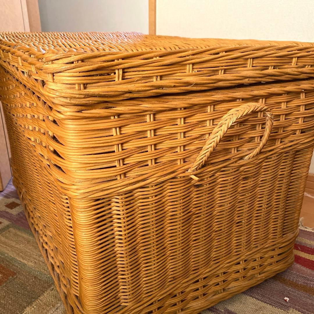 コロニアルチェック　ラタンバスケット