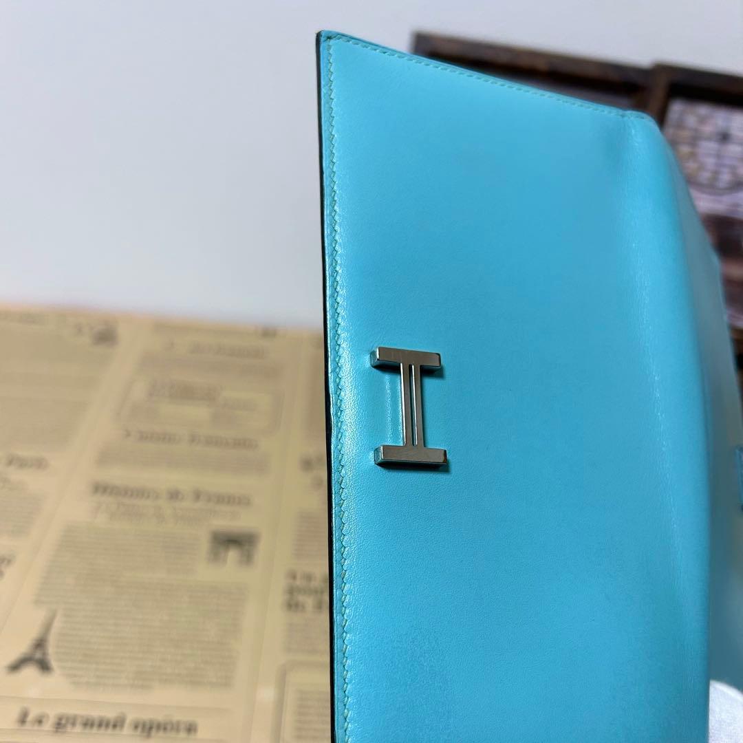 エルメス ベアン スフレ リザード タデラクト 長財布 ブルーアトゥール