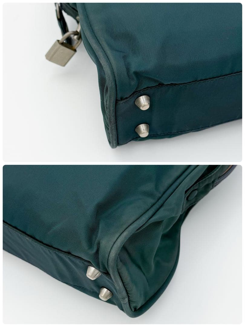 正規品 PRADA ナイロントートバッグ 三角プレート ビジネス 軽量 カーキ