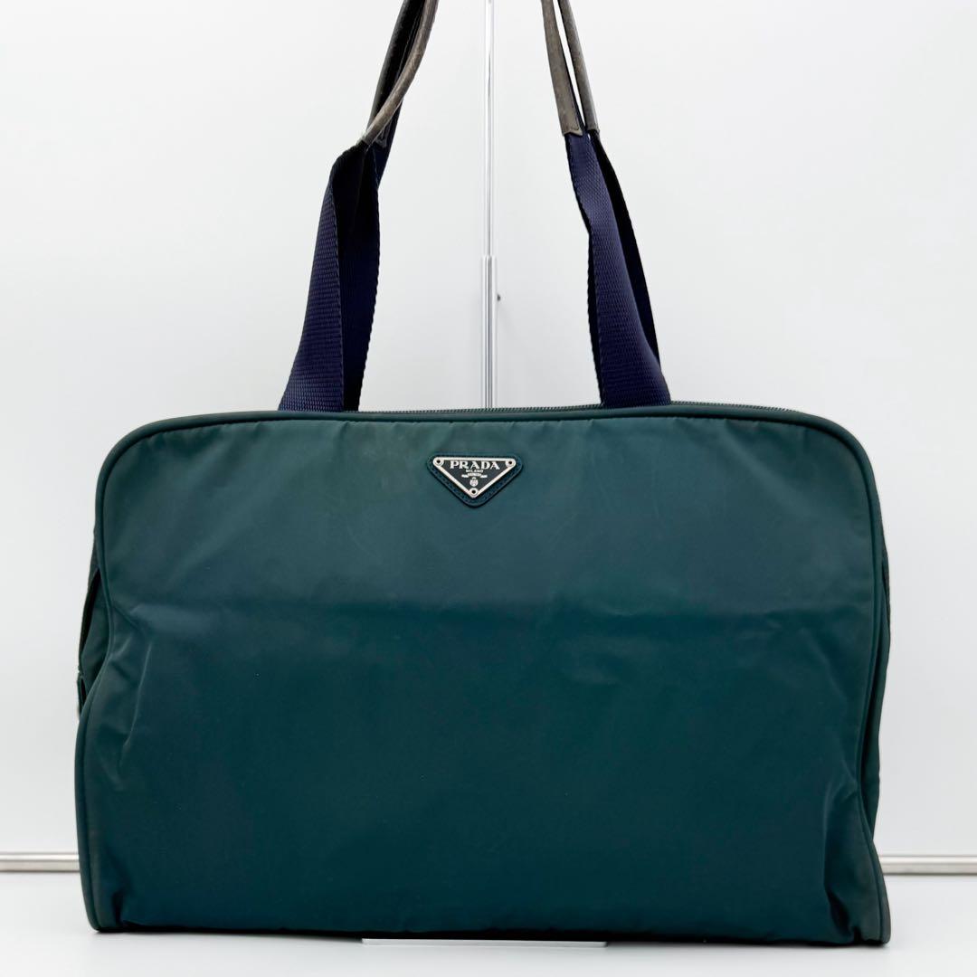 正規品 PRADA ナイロントートバッグ 三角プレート ビジネス 軽量 カーキ