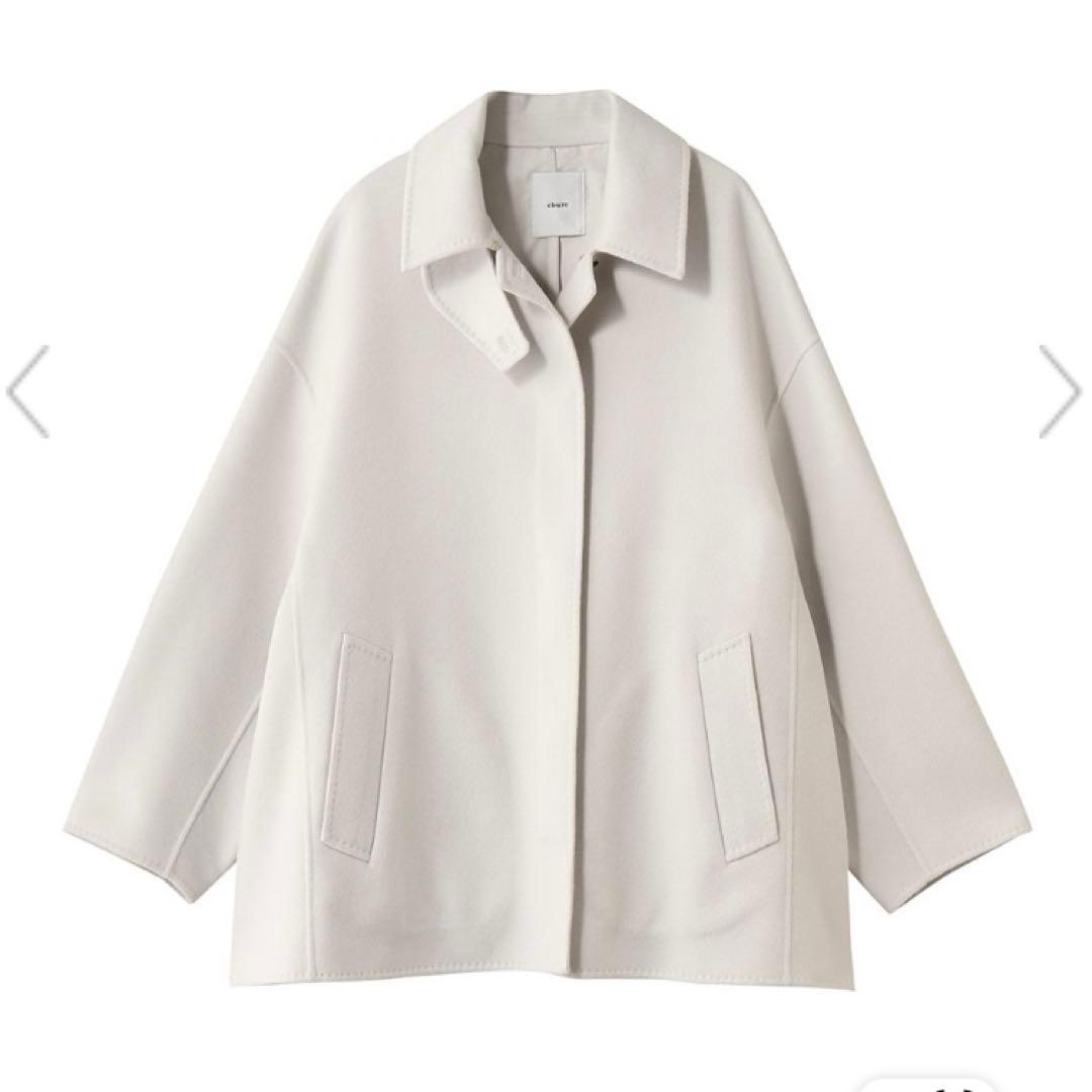 ebureエブール リュクスシャルムビーバーステンカラーショートコートアイボリー