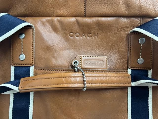 COACH コーチ F70561 ボストンバッグ レザー ブラウン×ネイビー
