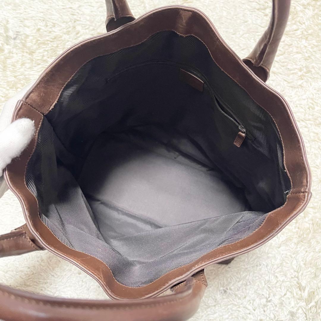 【大容量】GUCCI トートバッグ　キャンバス　レザー　GG柄　A4可　茶系