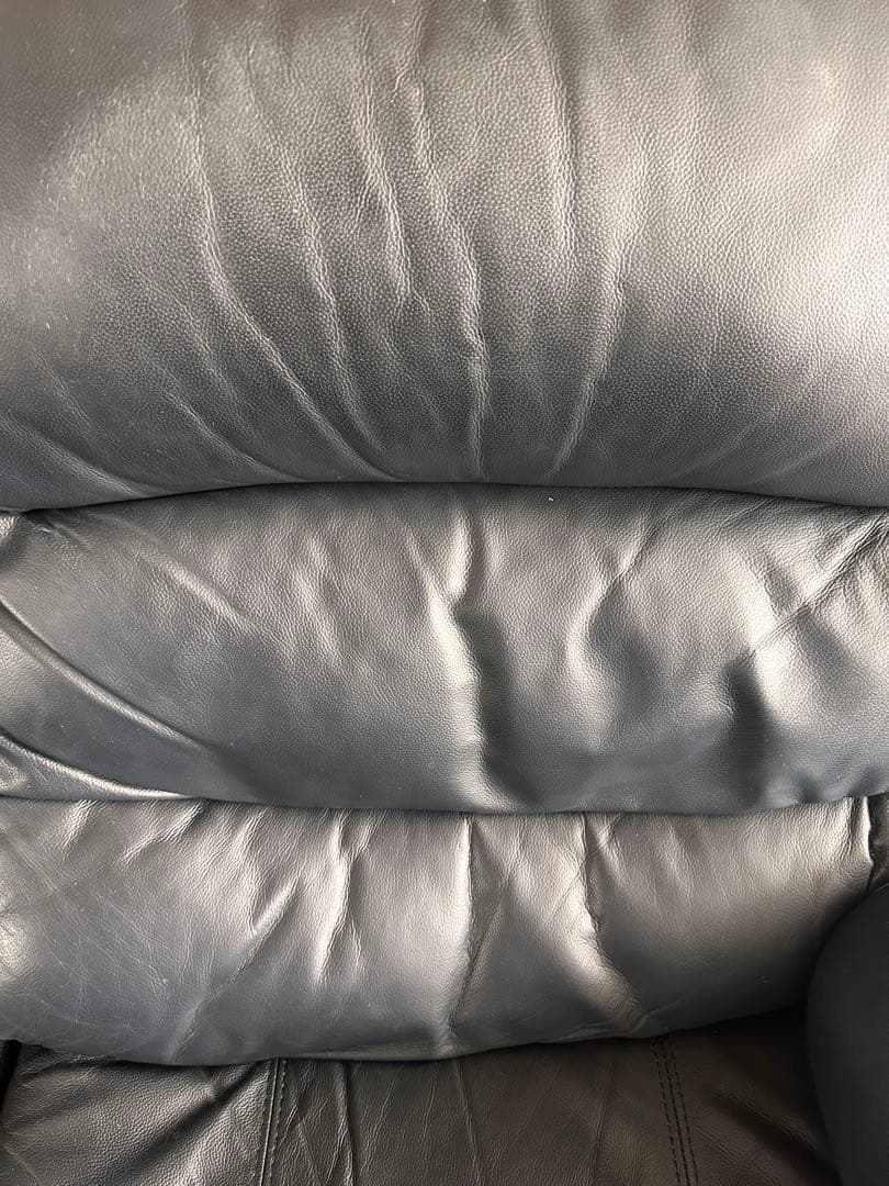 ニトリ電動リクライニングソファ 3人掛け本革 黒 送料込2/14まで指定日発送