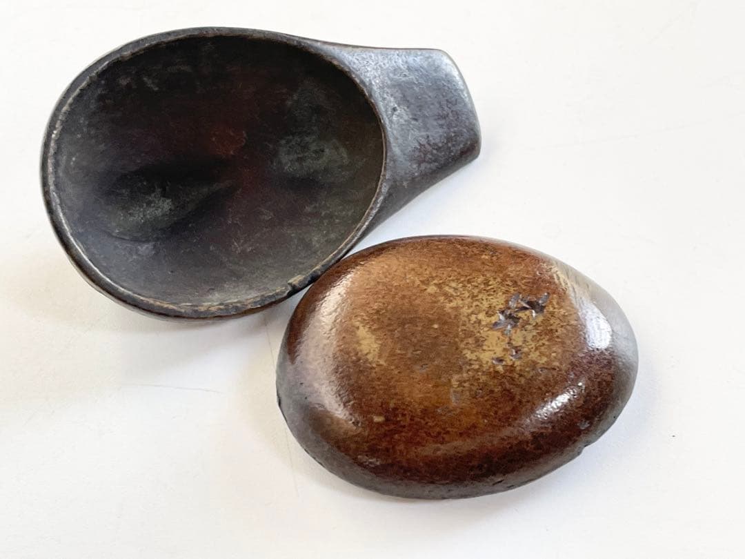 金属工芸　作者不明　香合　鴨　雀　燕　銅製　金物　茶道具　箱なし