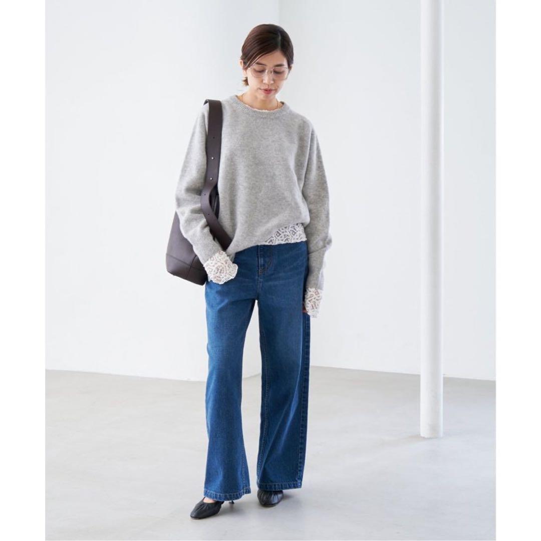 【新品未使用】IENAペイズリー ストレッチレースプルオーバー （ナチュラル）