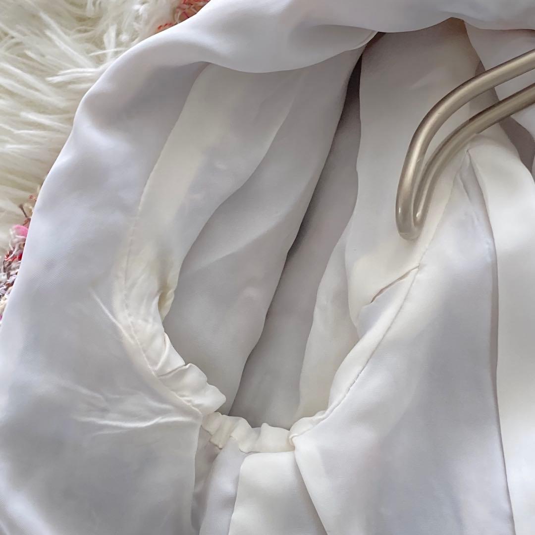 アナイ ツイード ノーカラー ジャケット ピンク 38 フロントホック