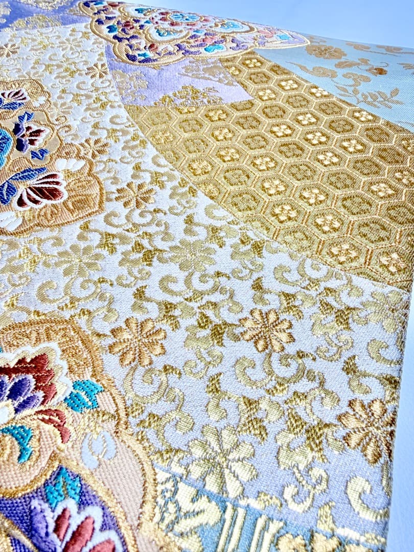 高級 袋帯 正絹 六通柄 西陣織 花文様 ゴールド 唐織 訪問着 色無地 留袖