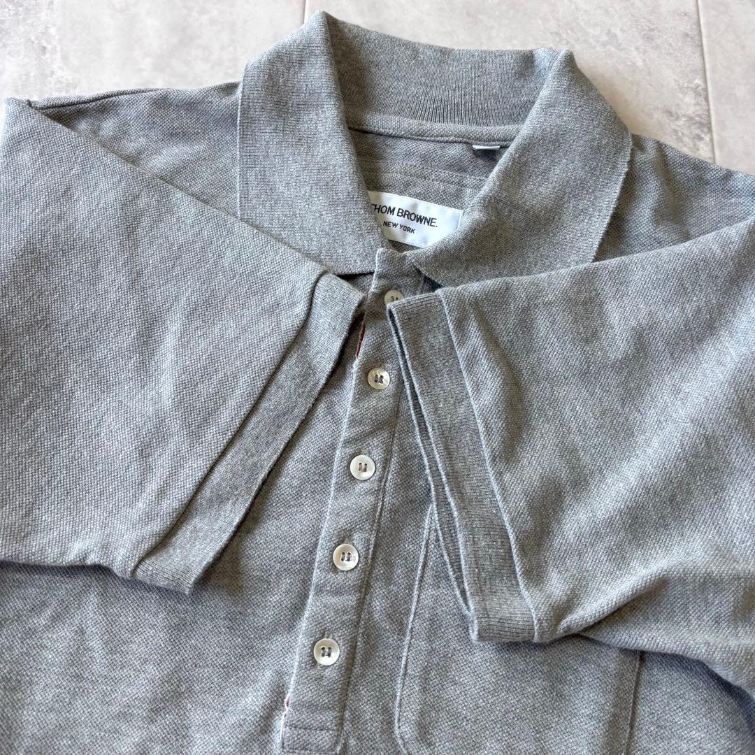 【超希少】トムブラウン トリコロール 半袖ポロシャツ カノコ 3 グレー