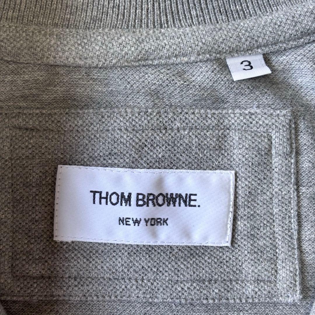 【超希少】トムブラウン トリコロール 半袖ポロシャツ カノコ 3 グレー