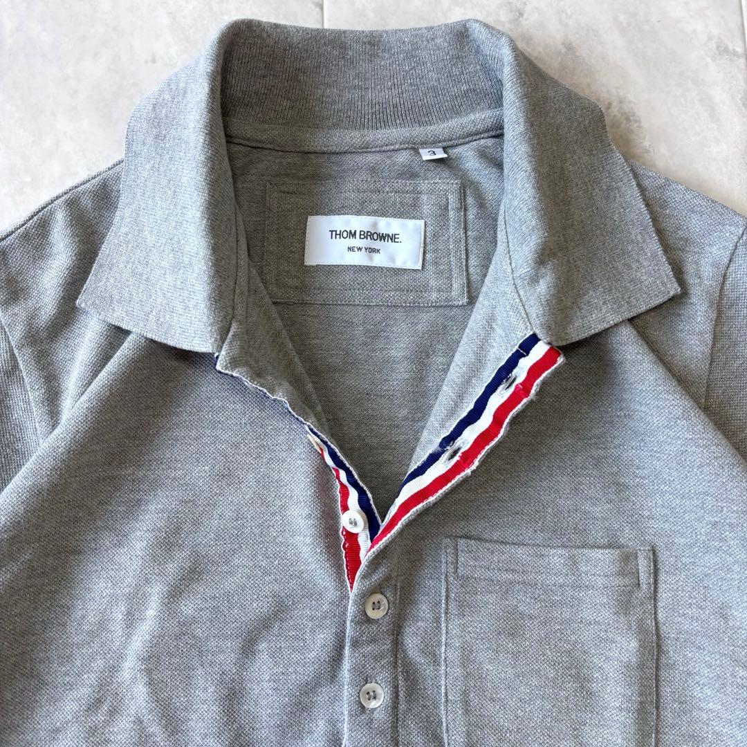 【超希少】トムブラウン トリコロール 半袖ポロシャツ カノコ 3 グレー