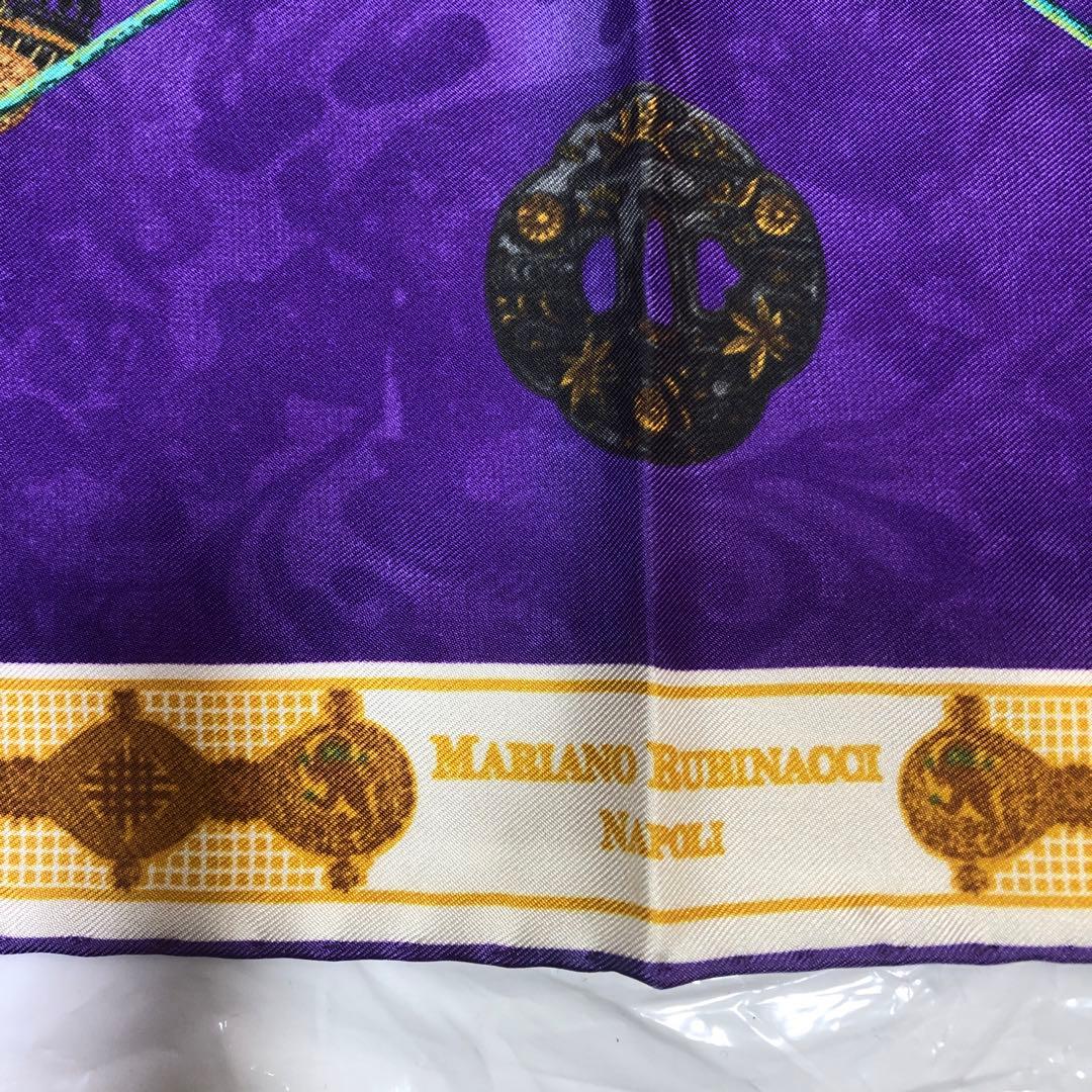 【東インド会社未使用LH NAPOLI シルクミニスカーフ武士道パープル系