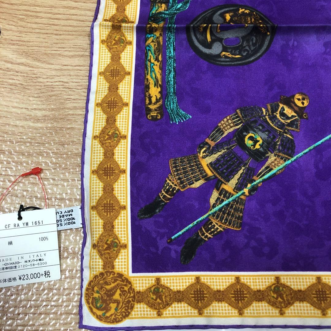 【東インド会社未使用LH NAPOLI シルクミニスカーフ武士道パープル系